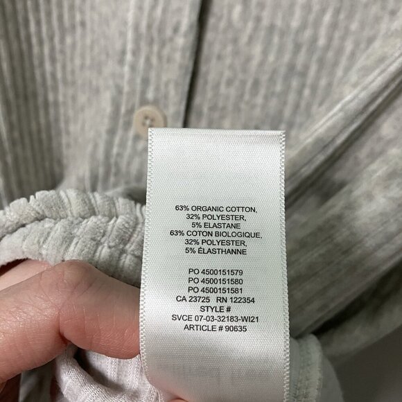 Aritzia Wilfred Free Corduroy Shirt Womens XS Gray Organic Cotton Neutral - Picture 3 of 7